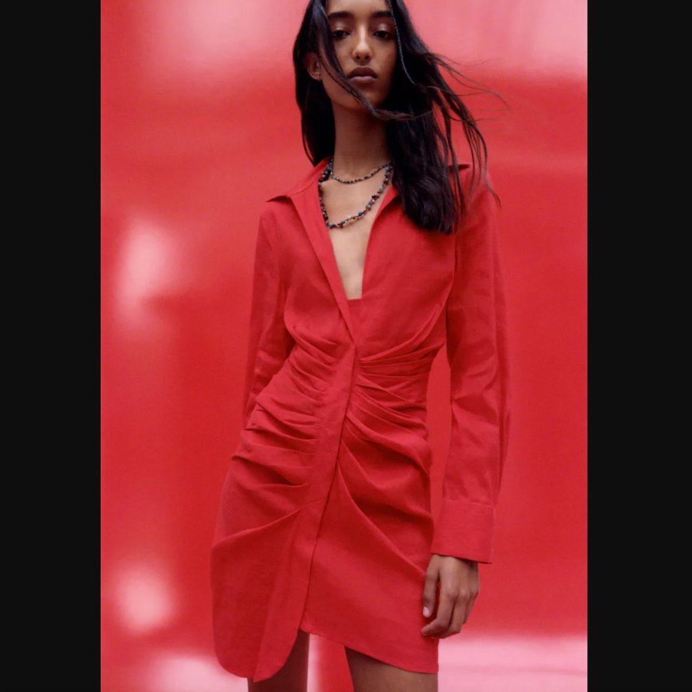 Zara Draped Linen Dress